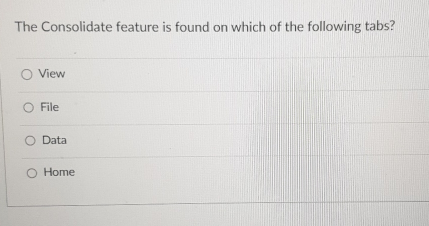 The Consolidate feature is found on which of the