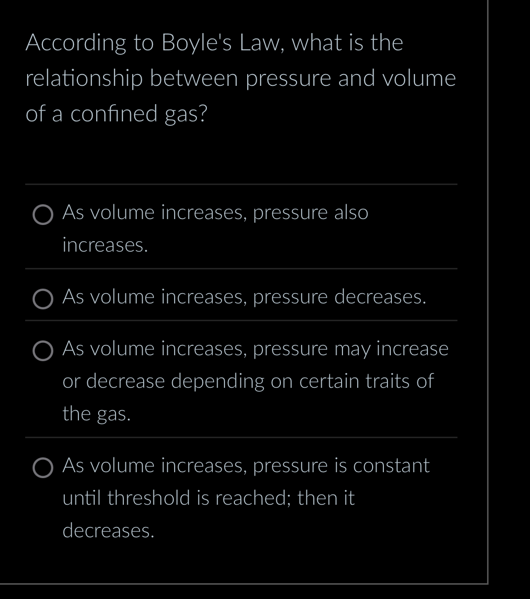 According to Boyle's Law, what is the