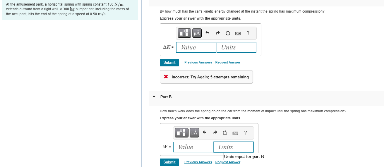 At the amusement park, a horizontal spring with
