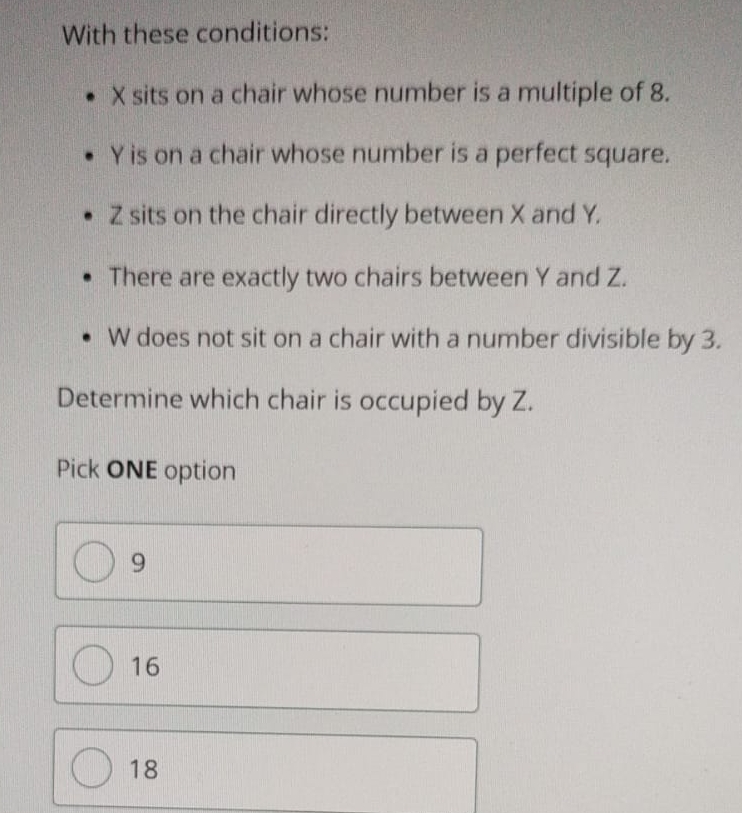 With these conditions: x sits on a chair whose