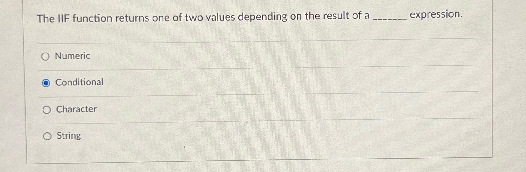 The IIF function returns one of two values