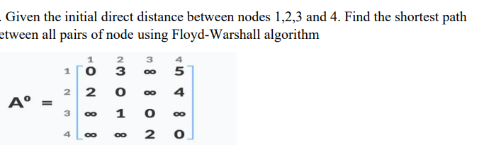 4 . Find the shortest path between all pairs of