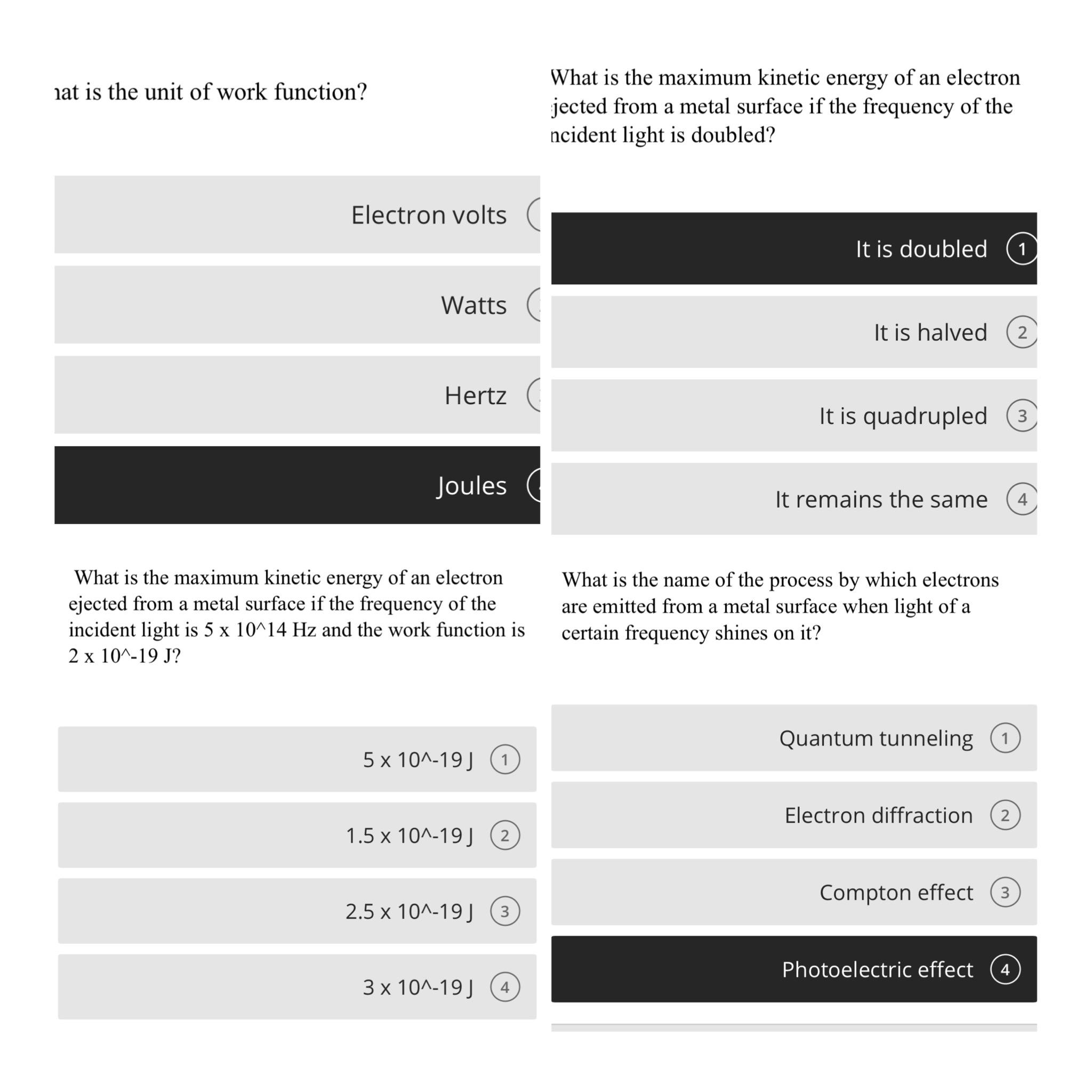 lat is the unit of work function? Electron volts