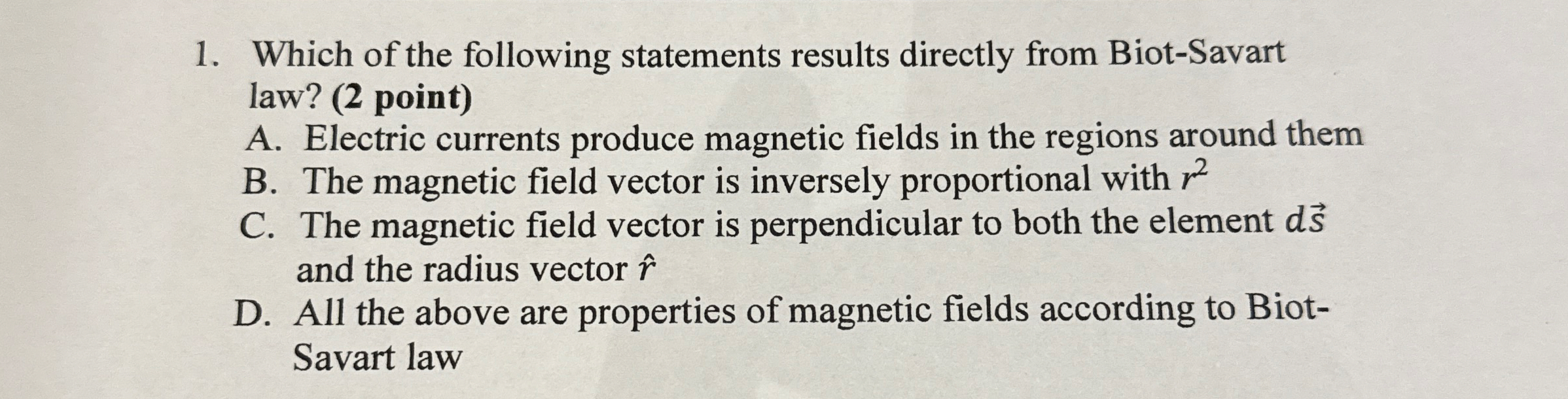 Which of the following statements results