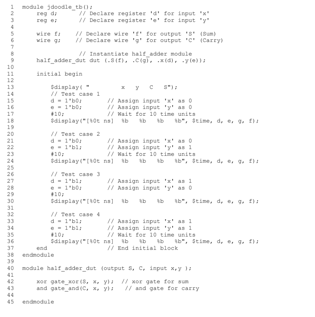 Based on the following Verilog code, write a full