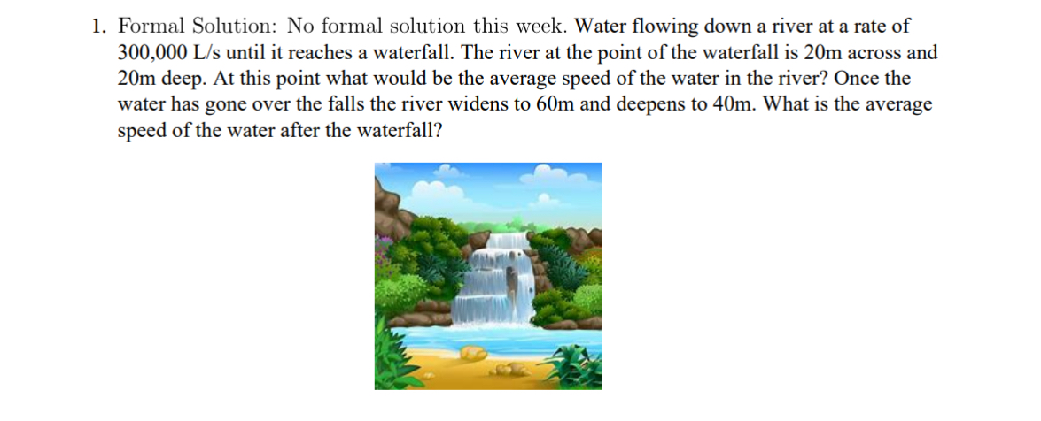 Formal Solution: No formal solution this week.