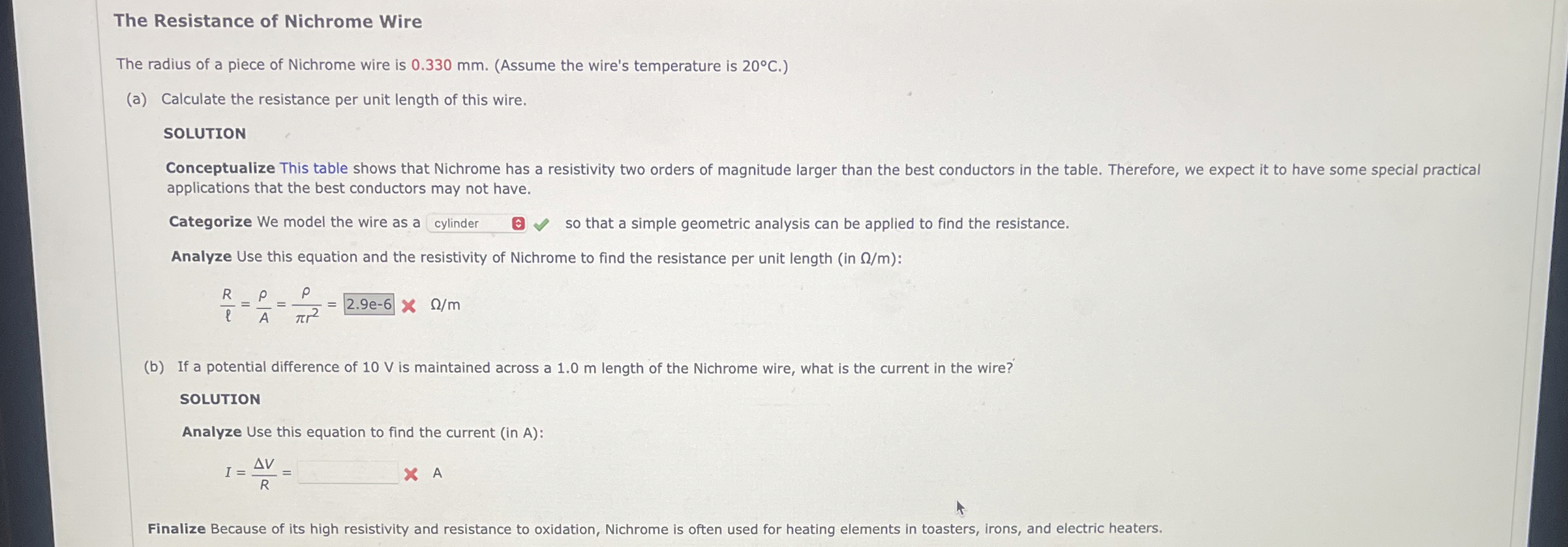 The Resistance of Nichrome Wire The radius of a