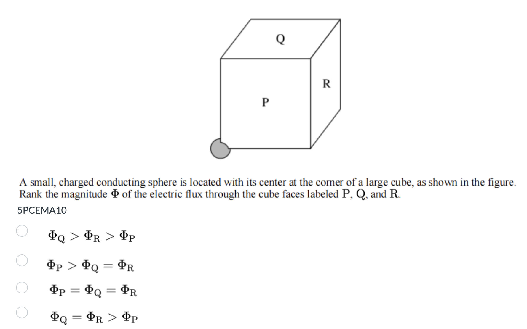 A small, charged conducting sphere is located