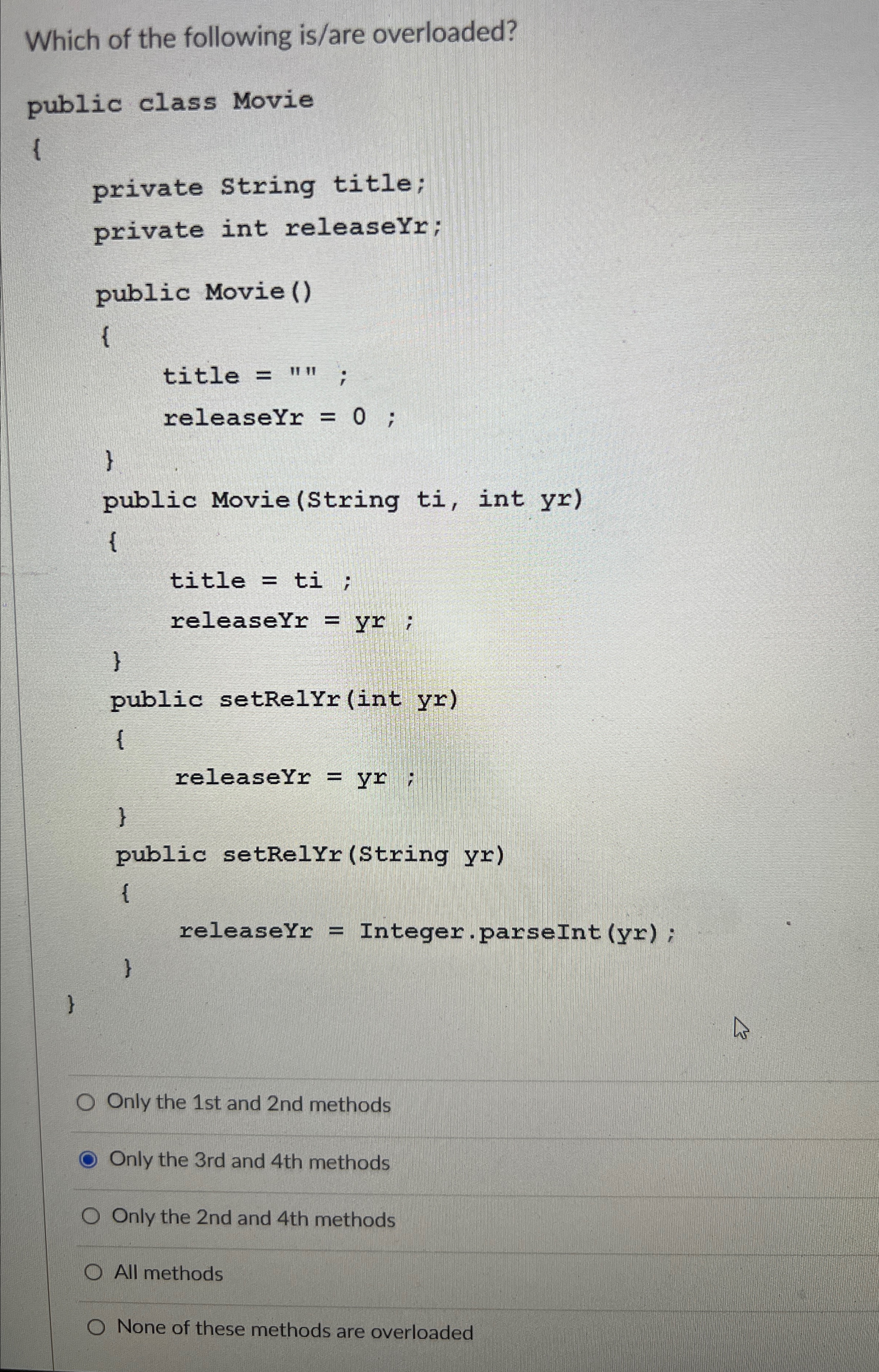 Which of the followinf is / are overload?