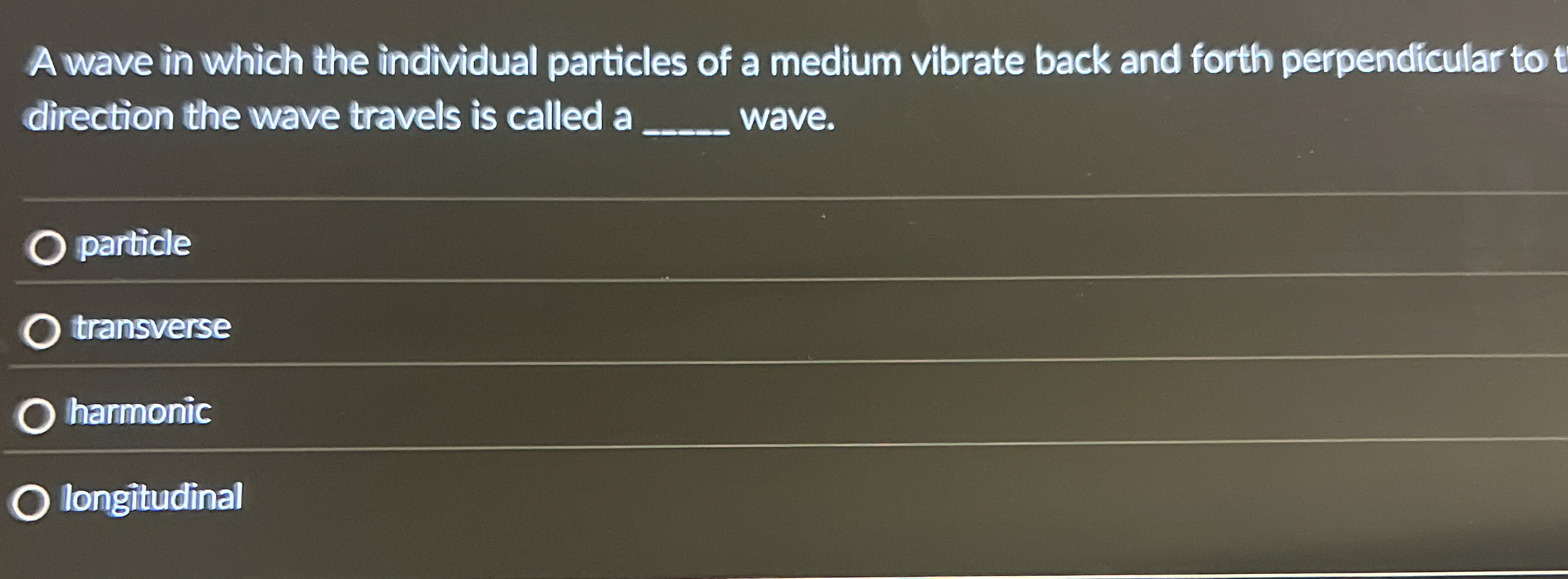 A wave in which the individual particles of a