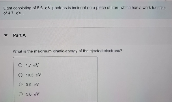 Light consisting of 5 . 6 eV photons is incident
