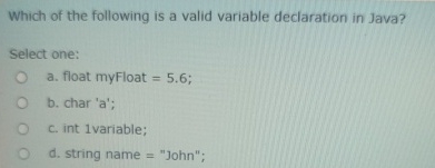 Which of the following is a valid variable