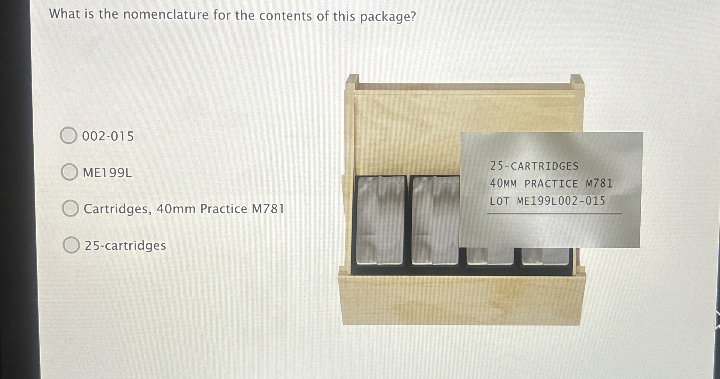 What is the nomenclature for the contents of this