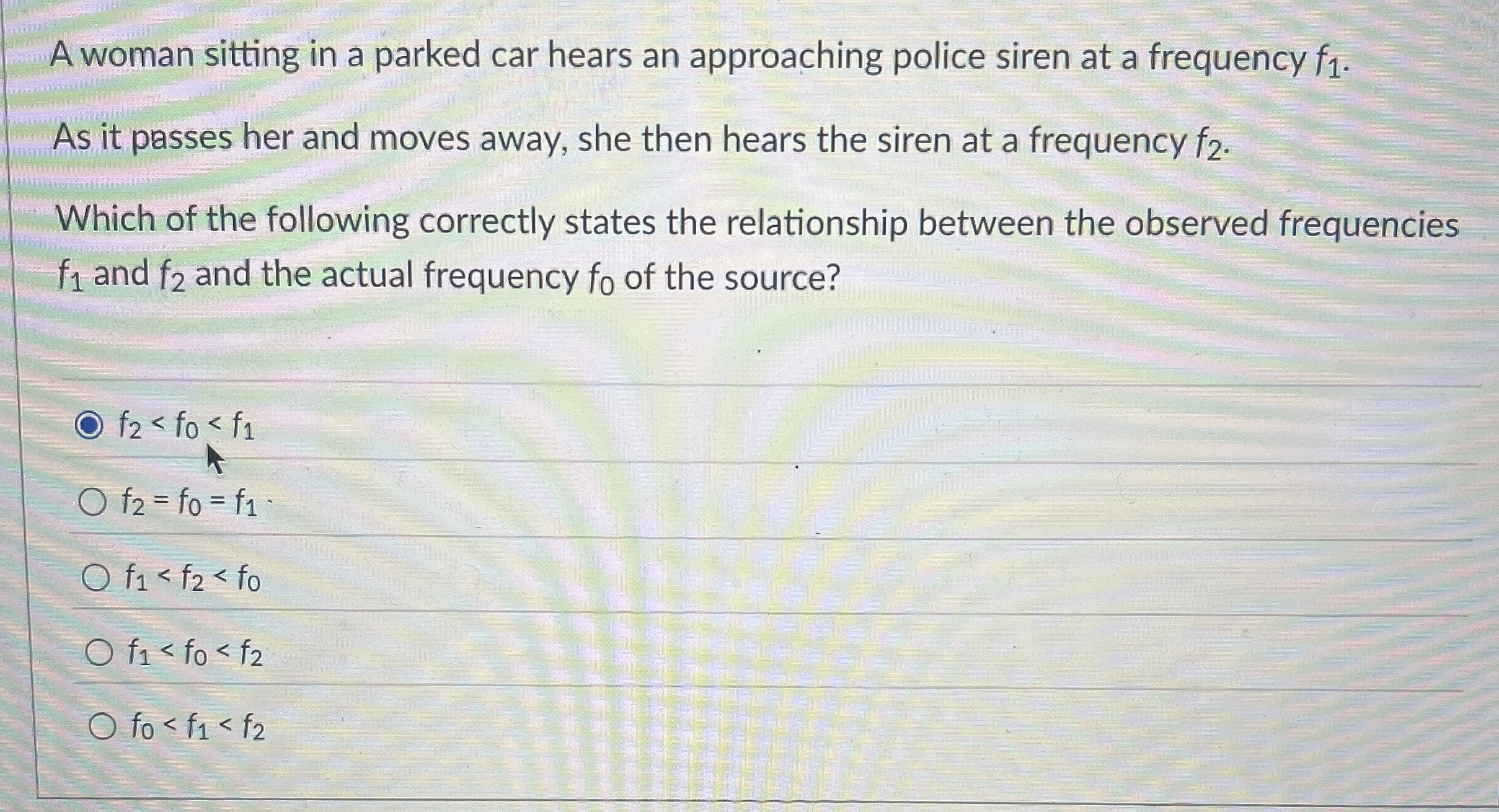 A woman sitting in a parked car hears an