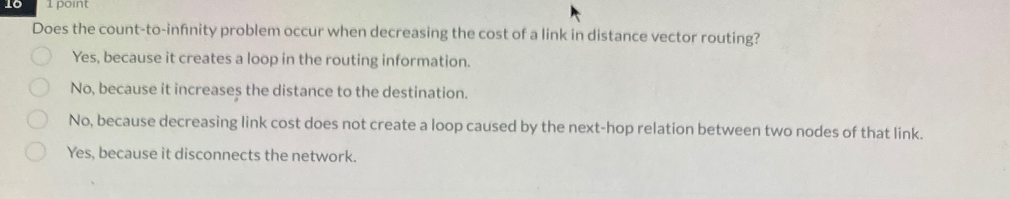 Does the count - to - infinity problem occur when
