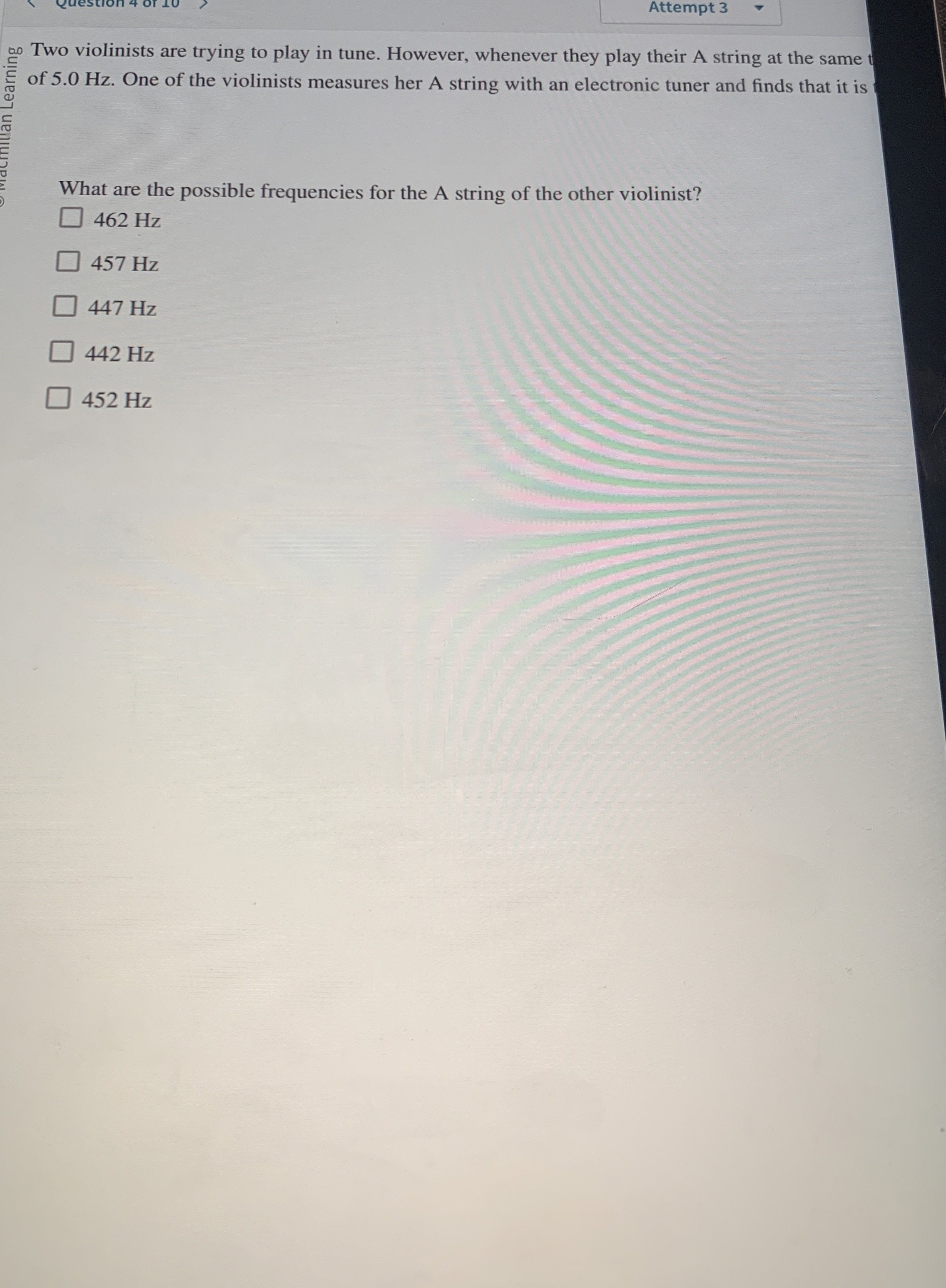 Two violinists are trying to play in tune.