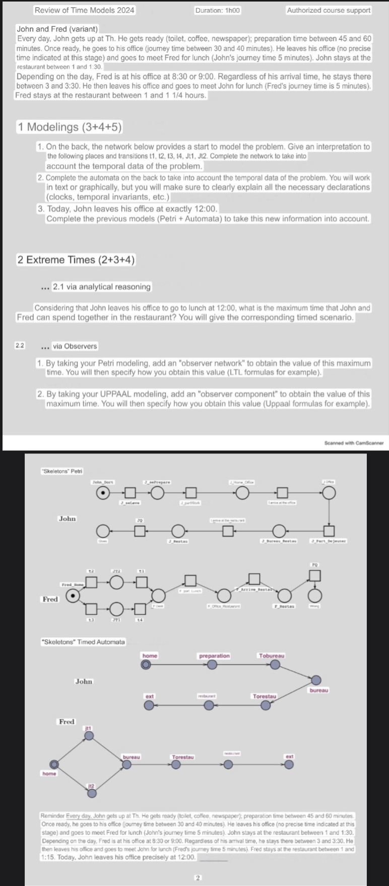 Review of Time Models 2 0 2 4 Duration: 1 h 0 0