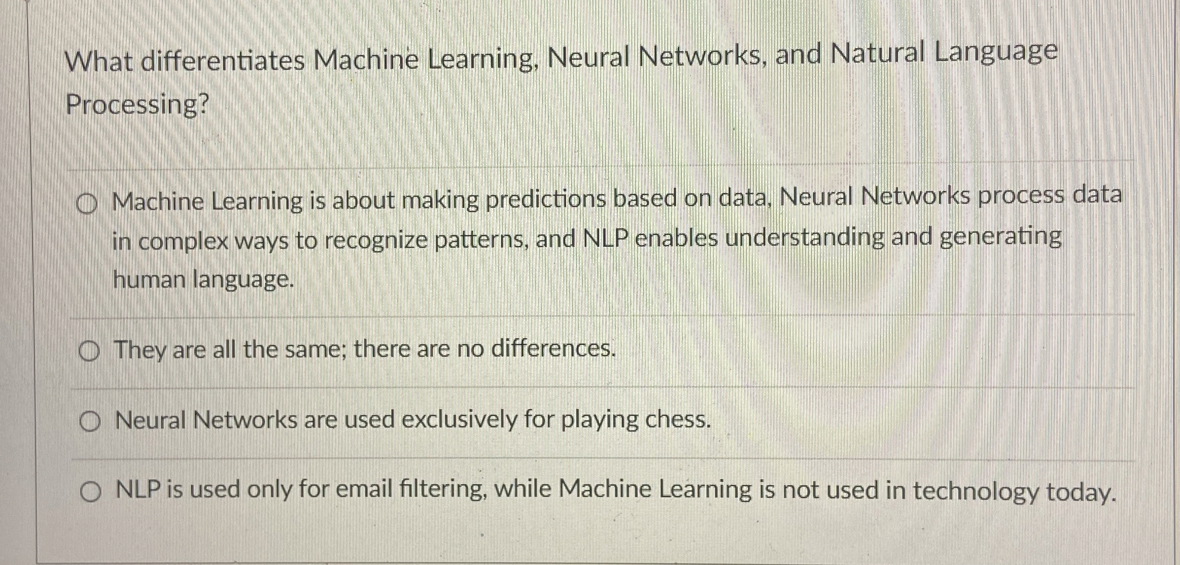 What differentiates Machine Learning, Neural