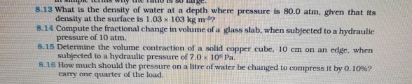 8 . 1 3 What is the density of water at a depth