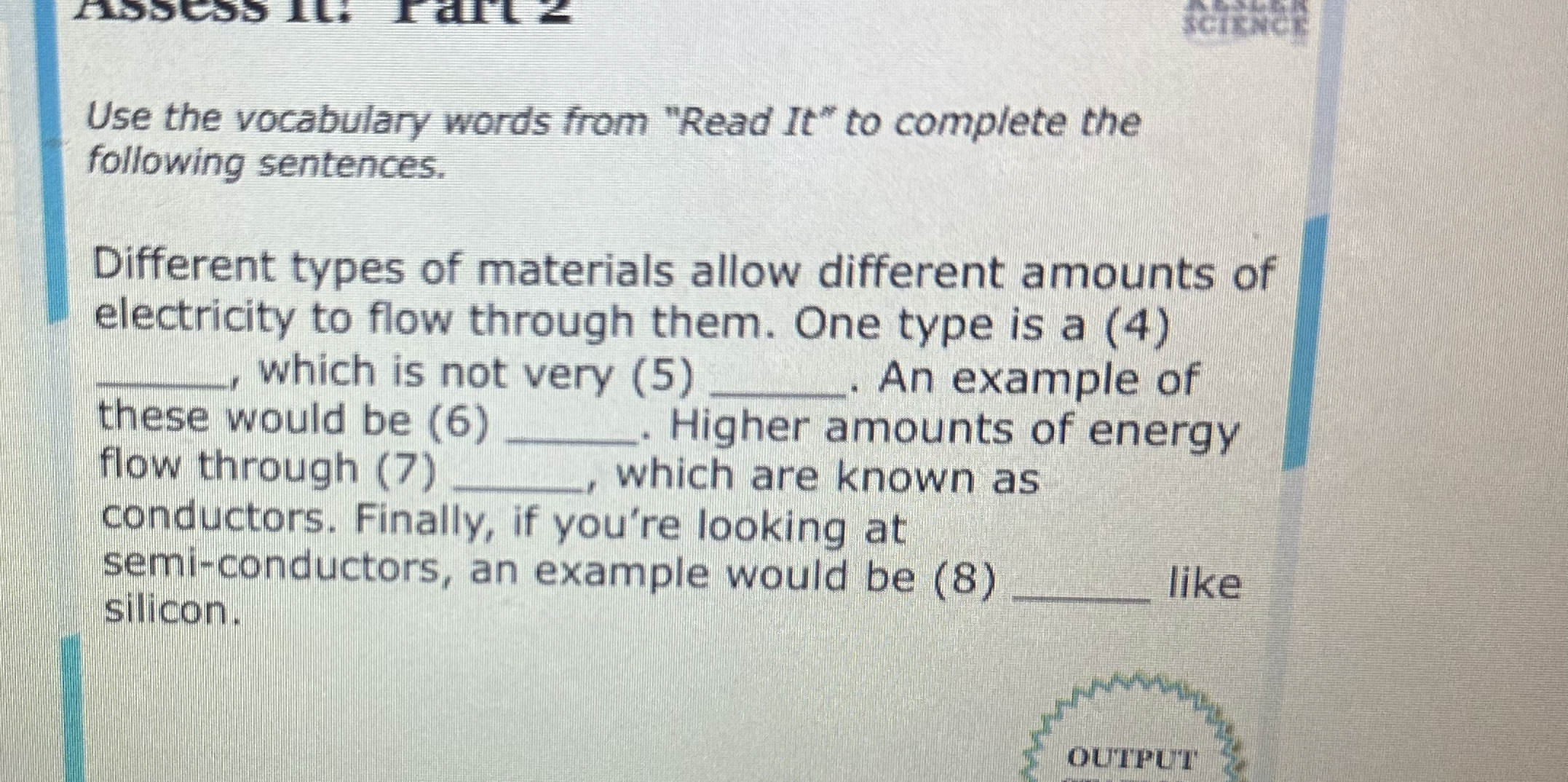 Use the vocabulary words from "Read It " to