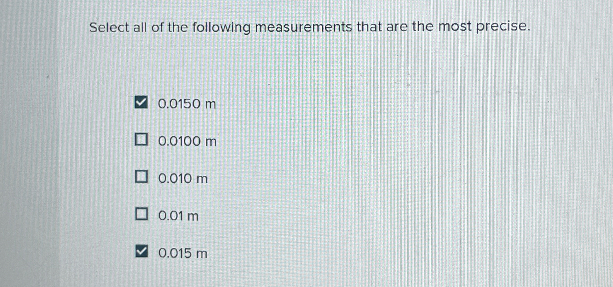 Select all of the following measurements that are