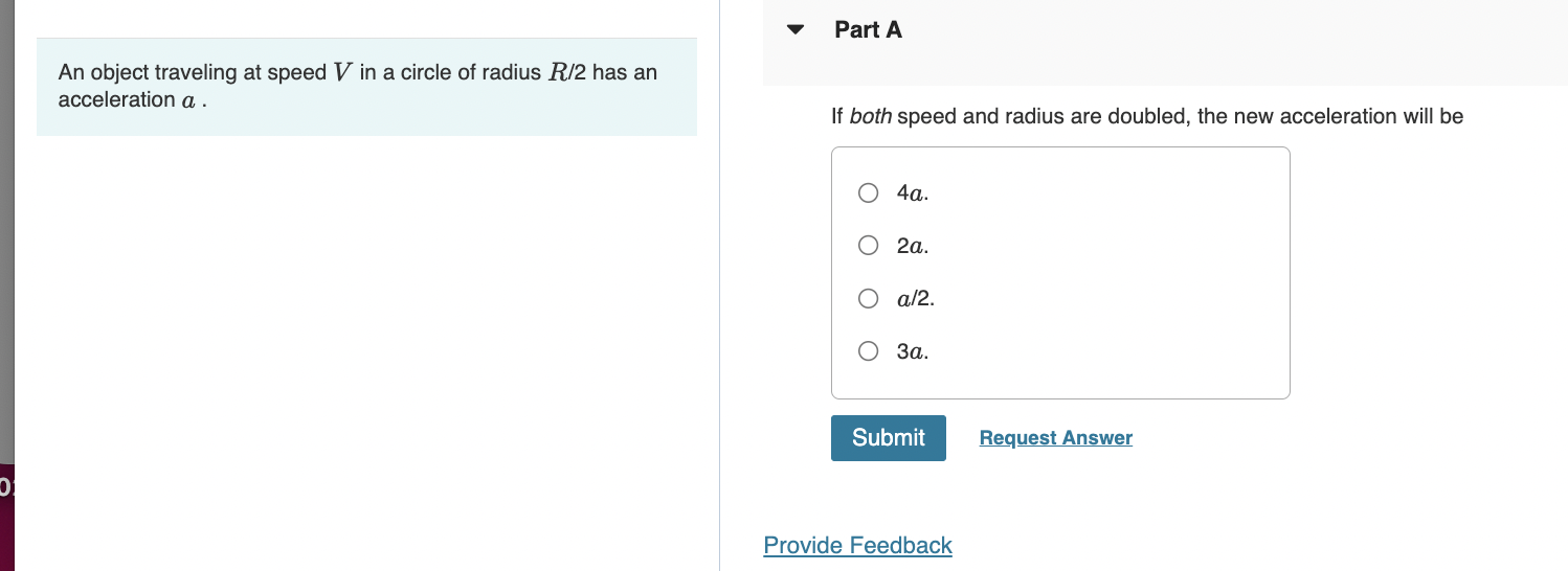 Part A An object traveling at speed \ ( V \ ) in