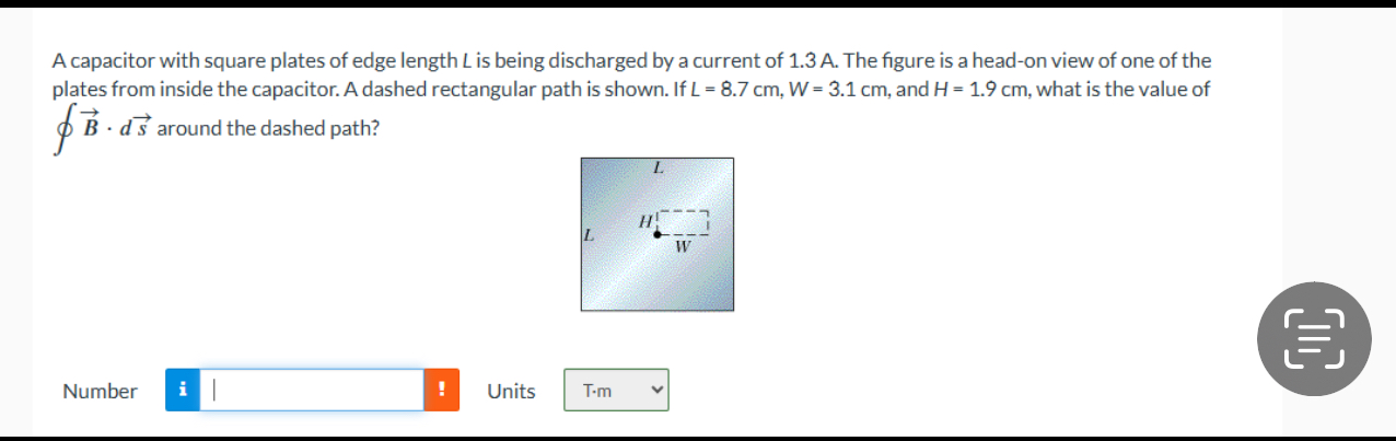 A capacitor with square plates of edge length L