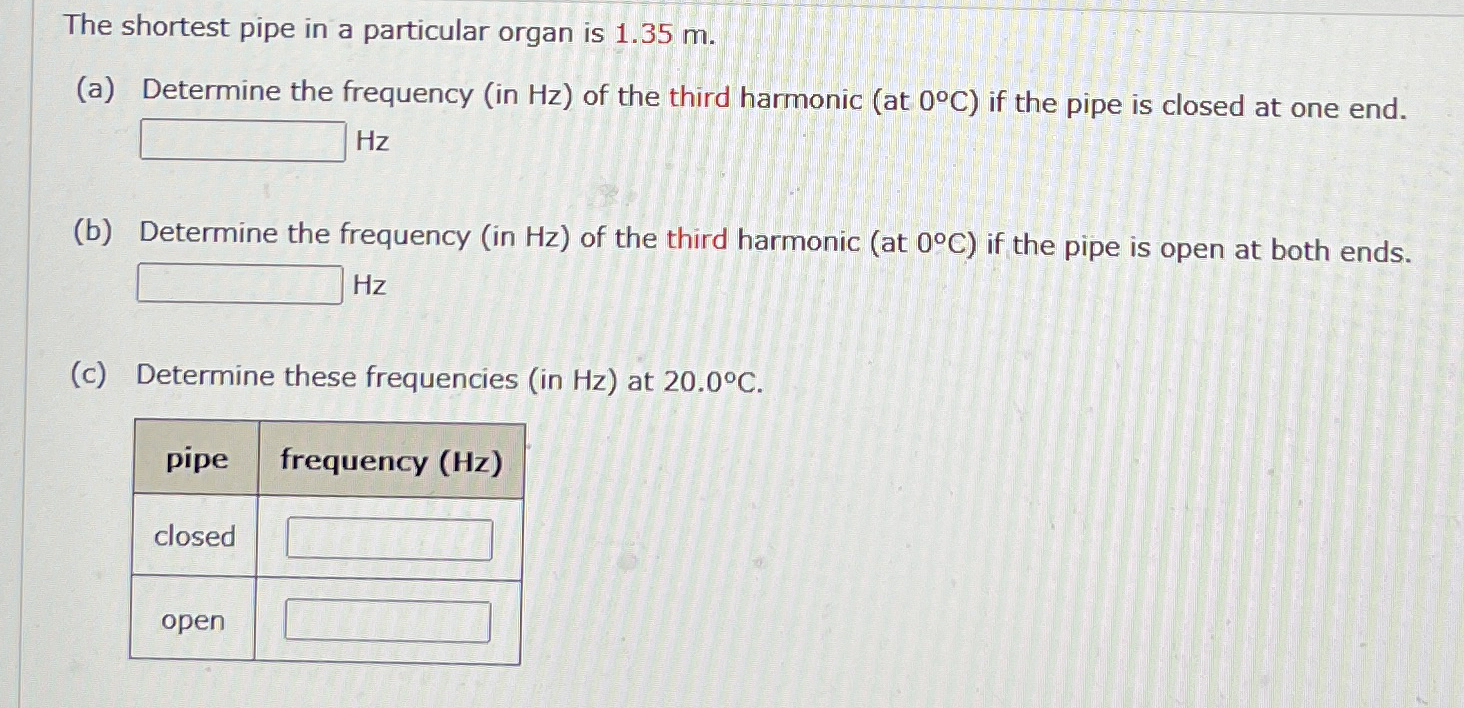 The shortest pipe in a particular organ is 1 . 3