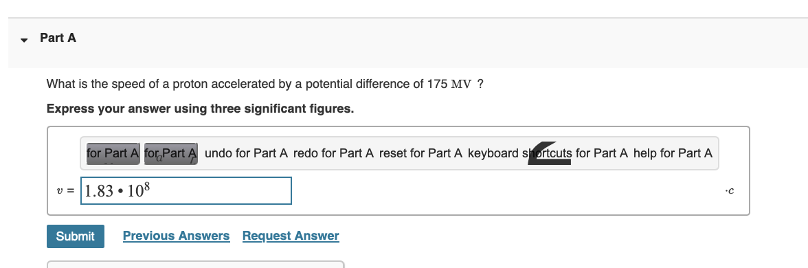 Part A What is the speed of a proton accelerated