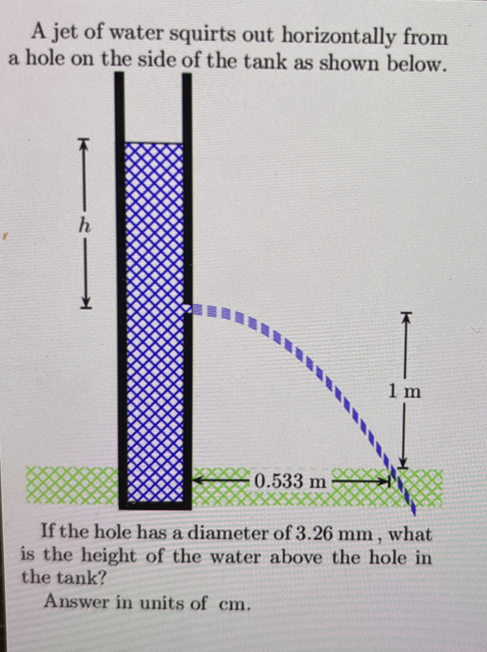 A jet of water squirts out horizontally from a