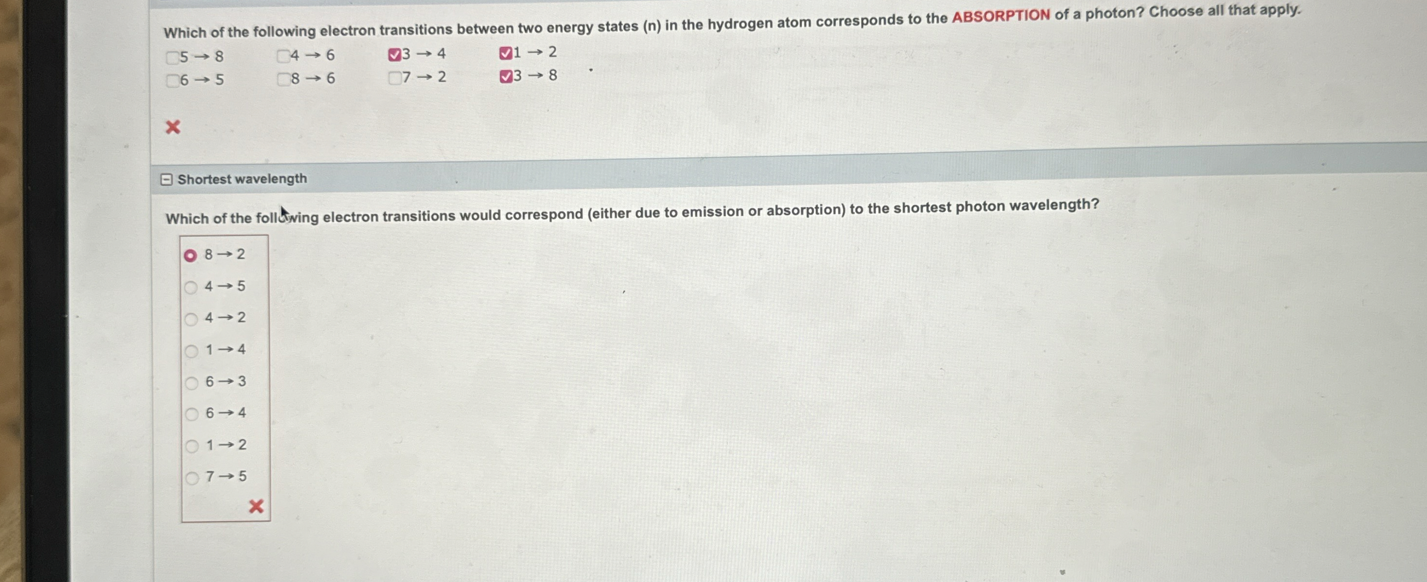 Which of the following electron transitions