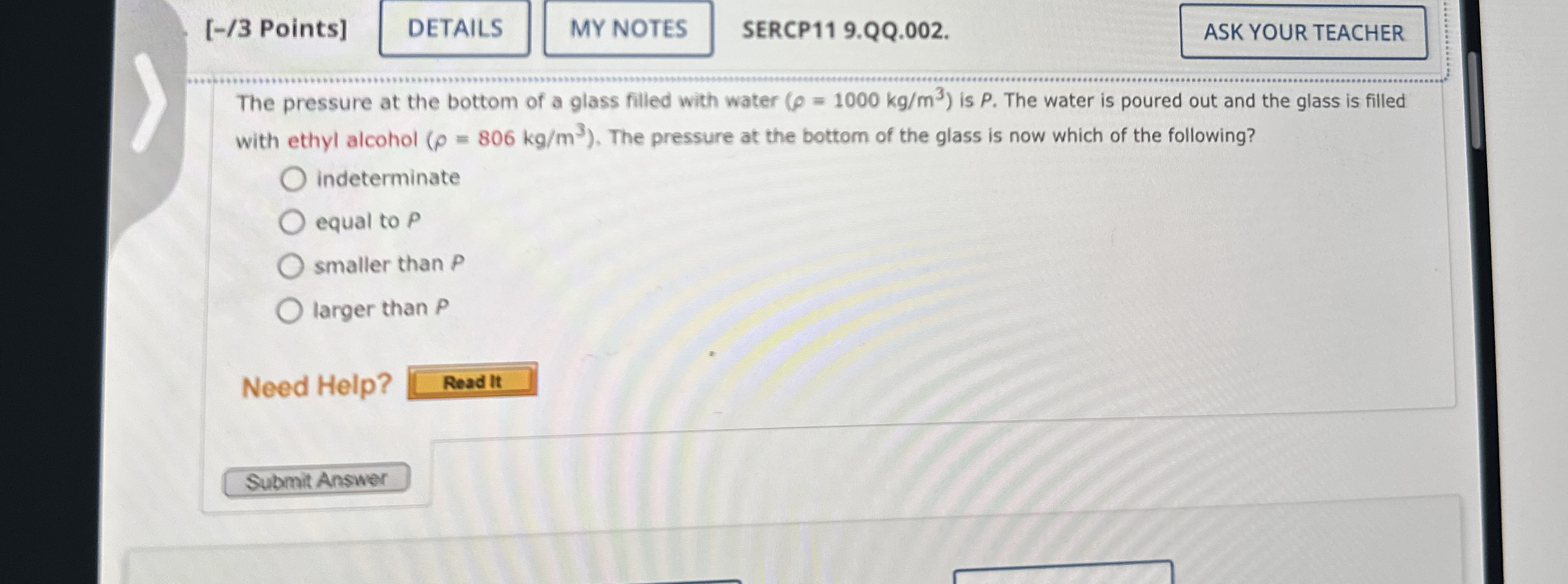 [ - / 3 Points ] SERCP 1 1 9 . QQ . 0 0 2 . The