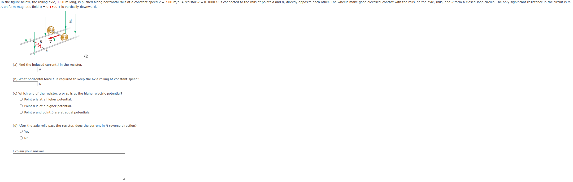 A uniform magnetic field \ ( B = 0 . 1 5 0 0 \