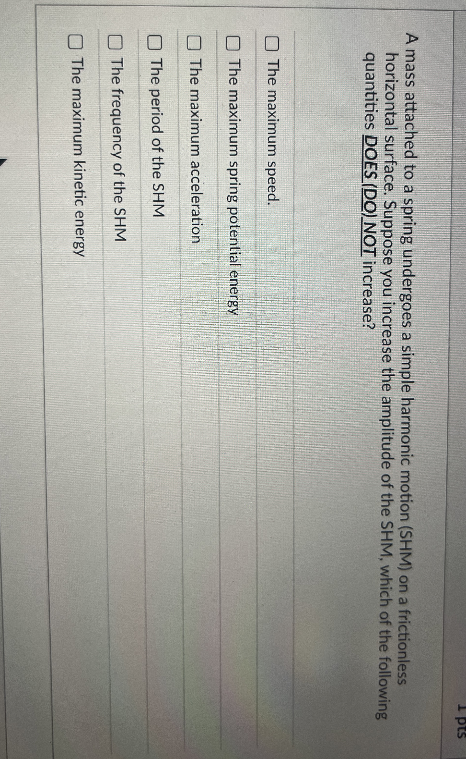 A mass attached to a spring undergoes a simple