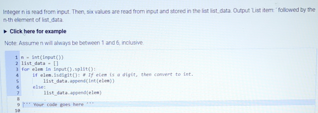 Integer n is read from input. Then, six values