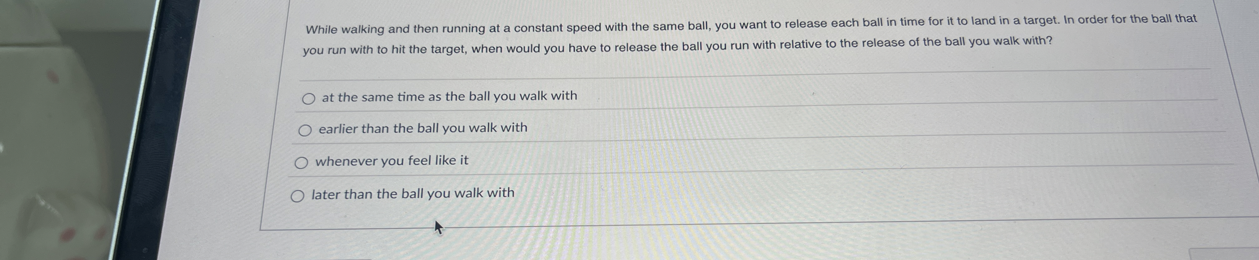 While walking and then running at a constant