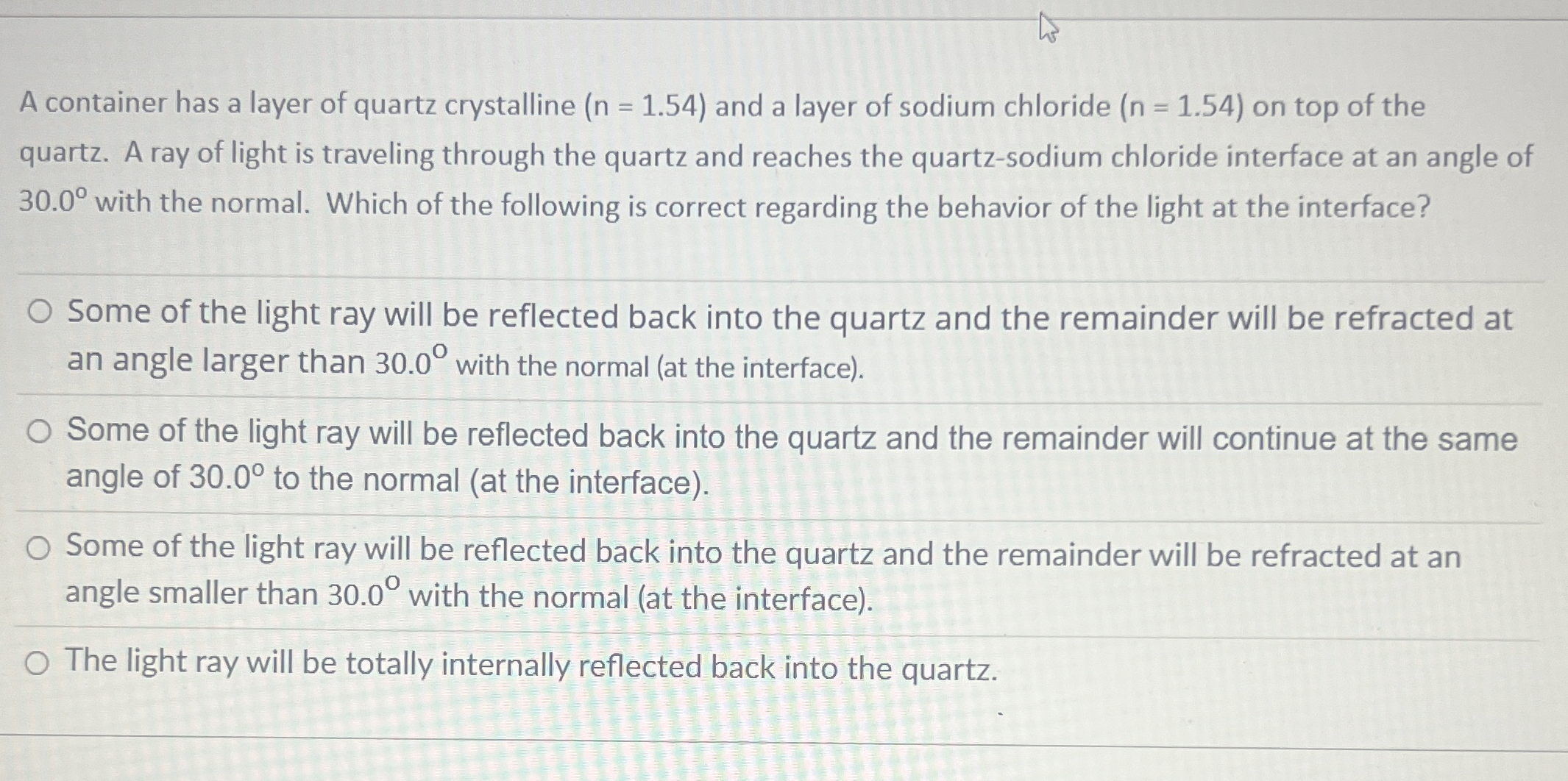 A container has a layer of quartz crystalline ) =