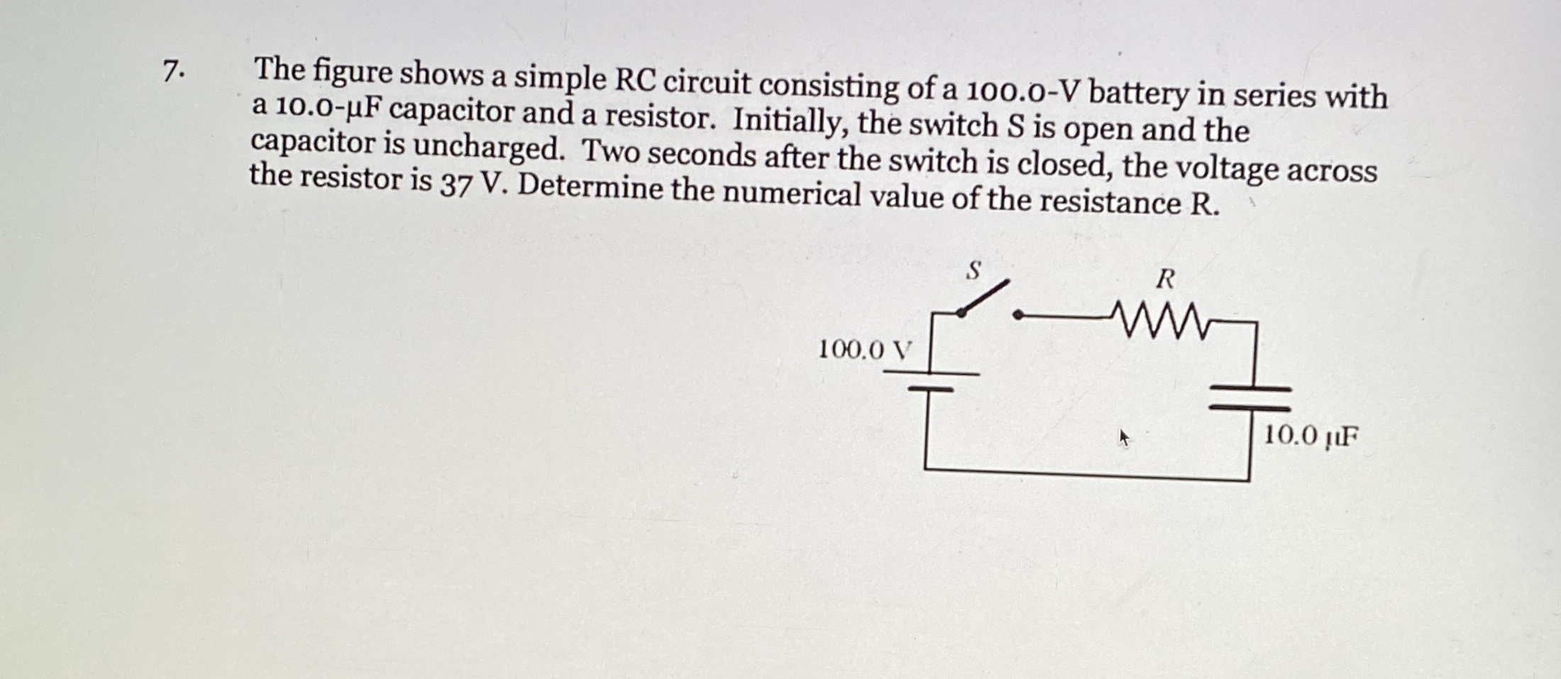 The figure shows a simple RC circuit consisting