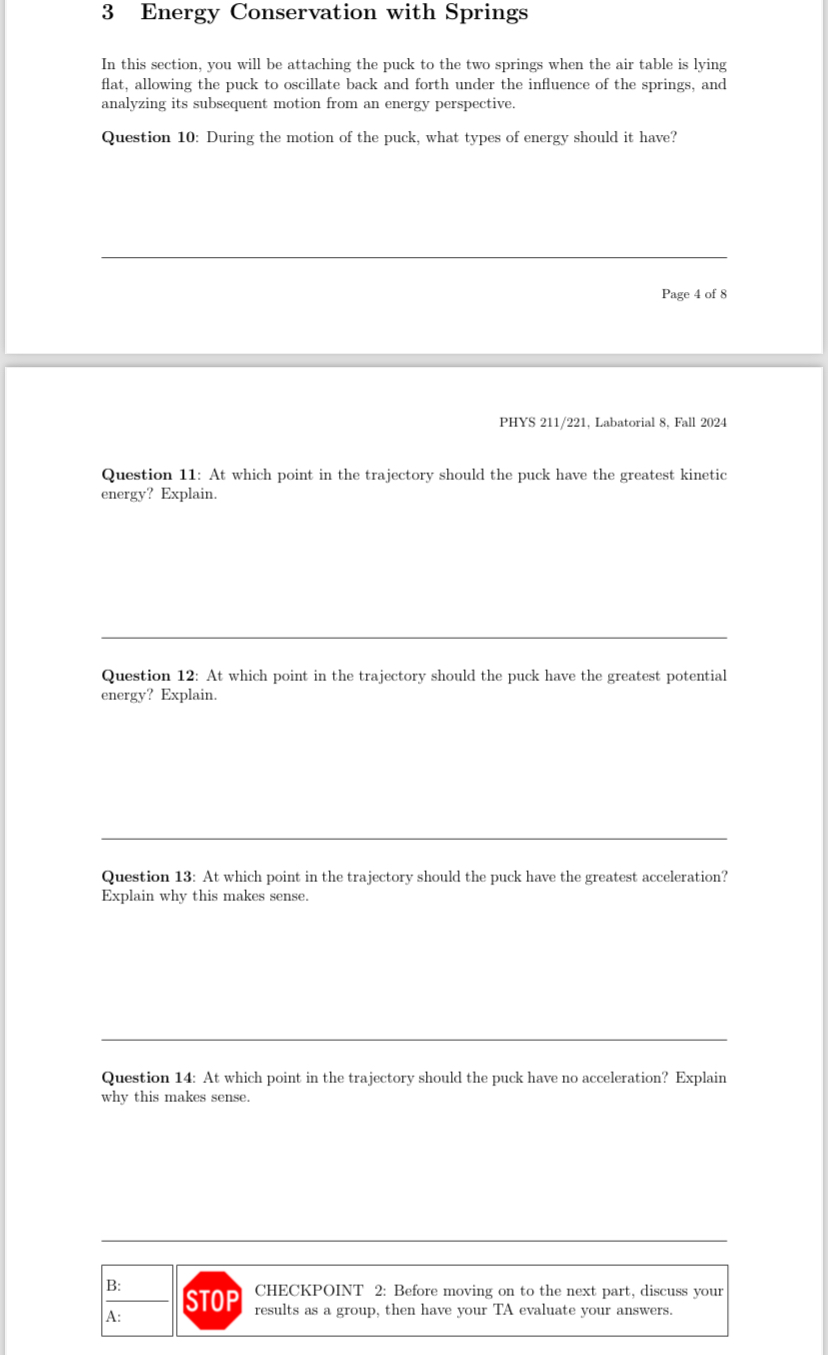 3 Energy Conservation with Springs In this