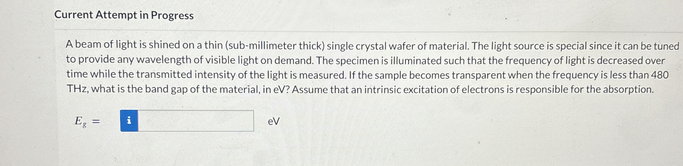 Current Attempt in Progress A beam of light is
