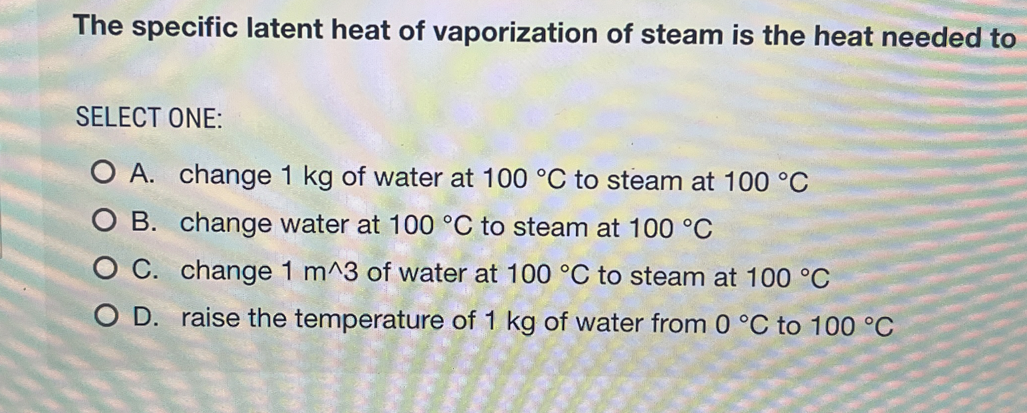 The specific latent heat of vaporization of steam