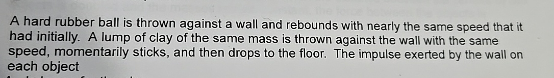 A hard rubber ball is thrown against a wall and