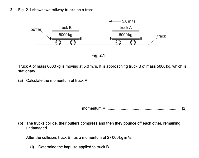 2 Fig. 2 . 1 shows two railway trucks on a track.