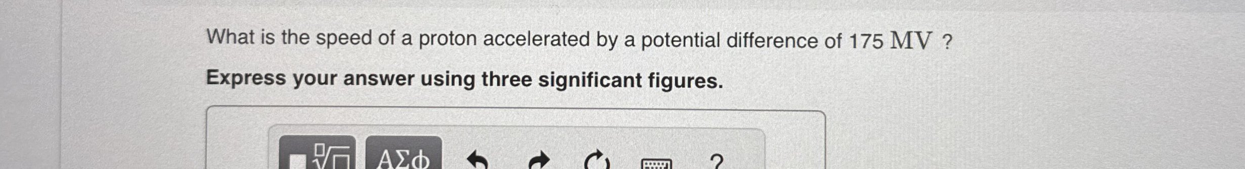 What is the speed of a proton accelerated by a
