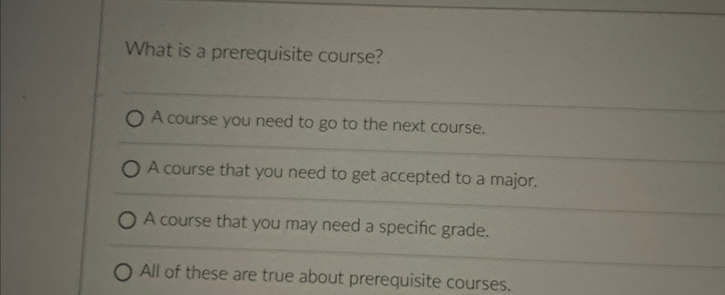 What is a prerequisite course? A course you need