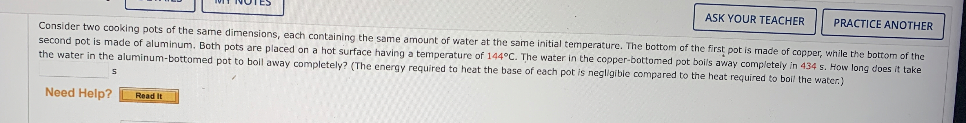 Consider two cooking pots of the same dimensions,