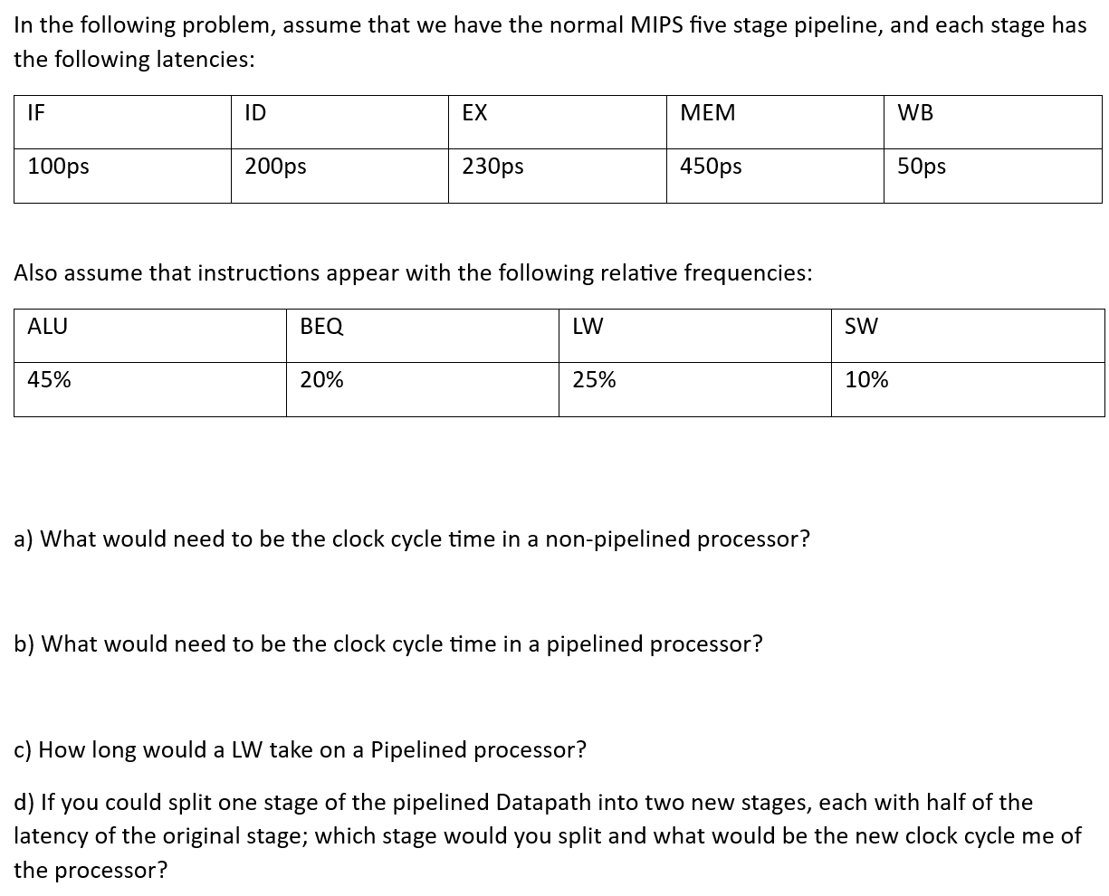 In the following problem, assume that we have the