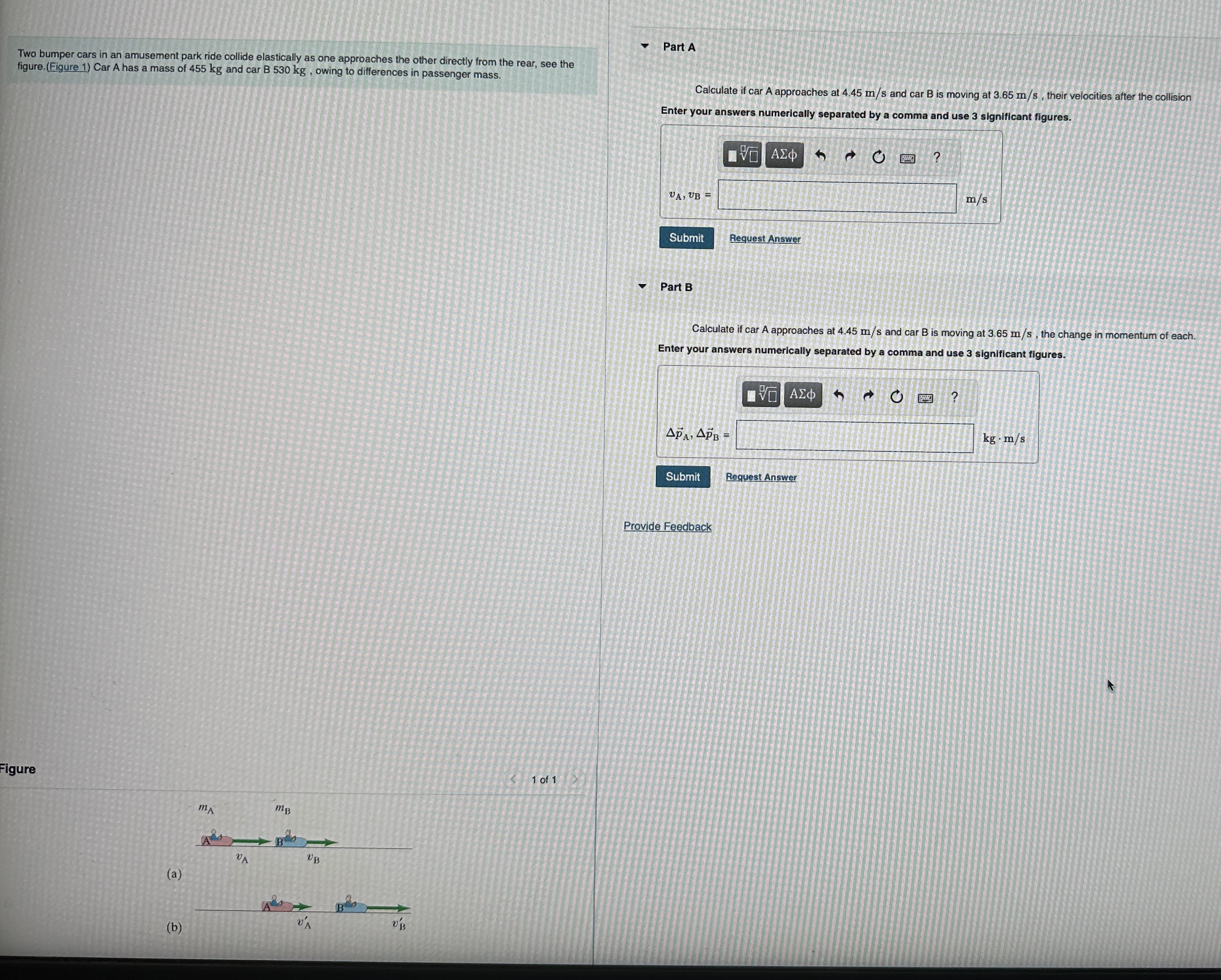 Two bumper cars in an amusement park ride collide