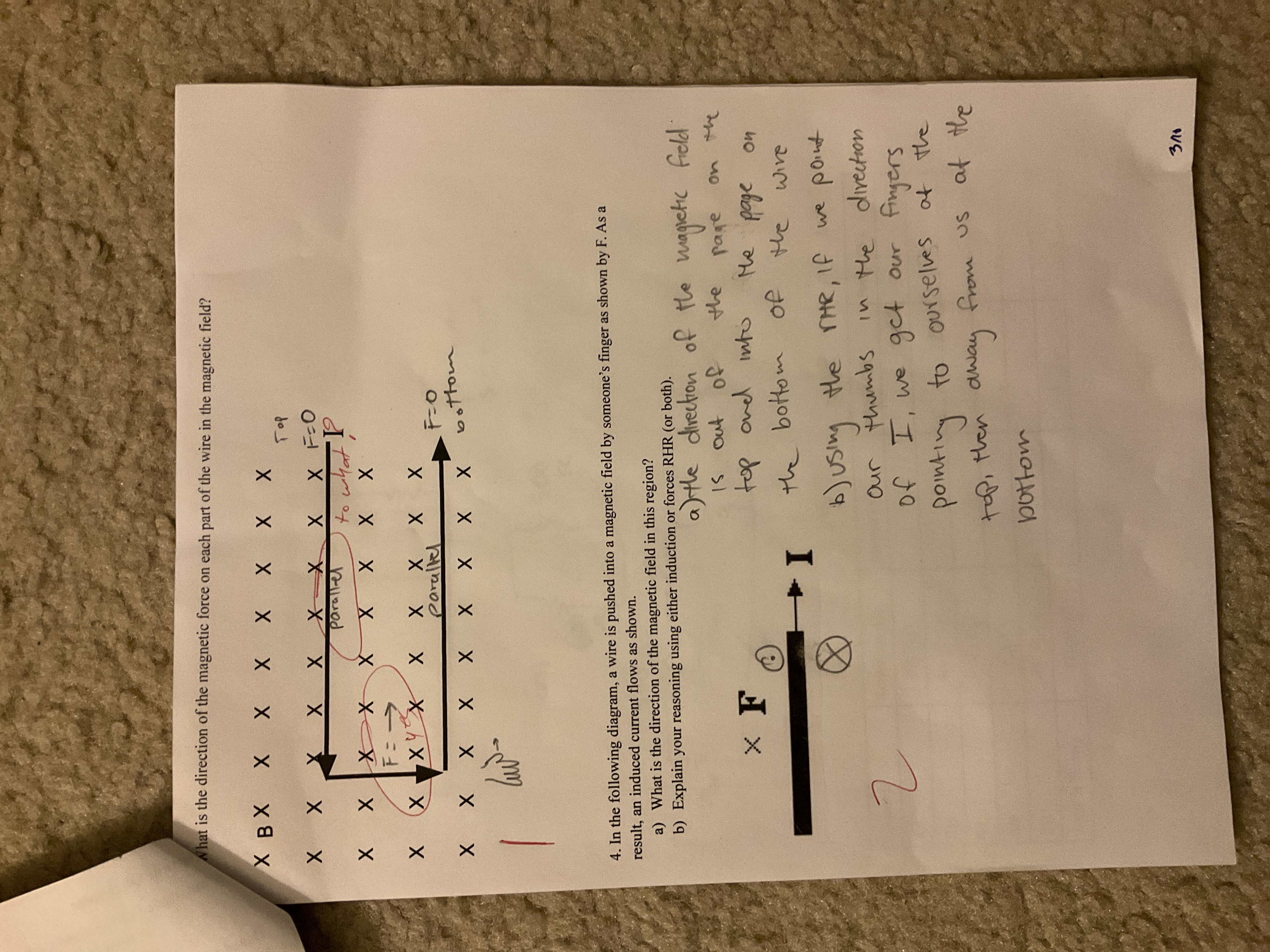 1 . What is the direction of the magnetic force