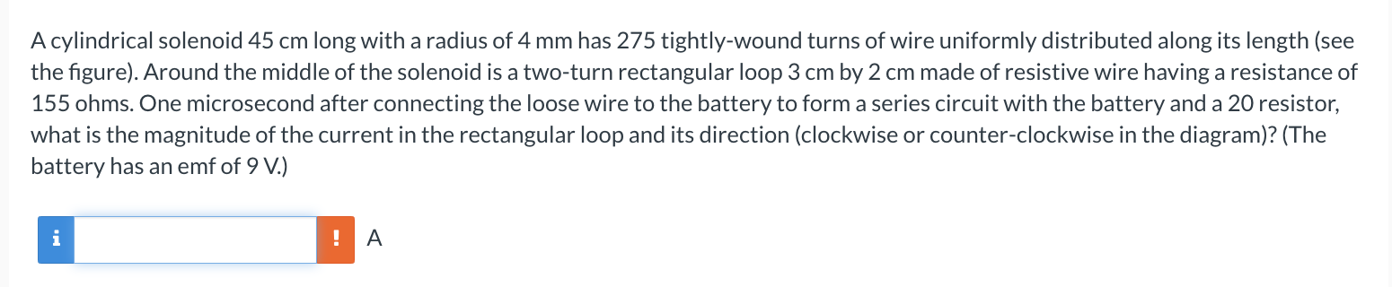 A cylindrical solenoid 4 5 cm long with a radius